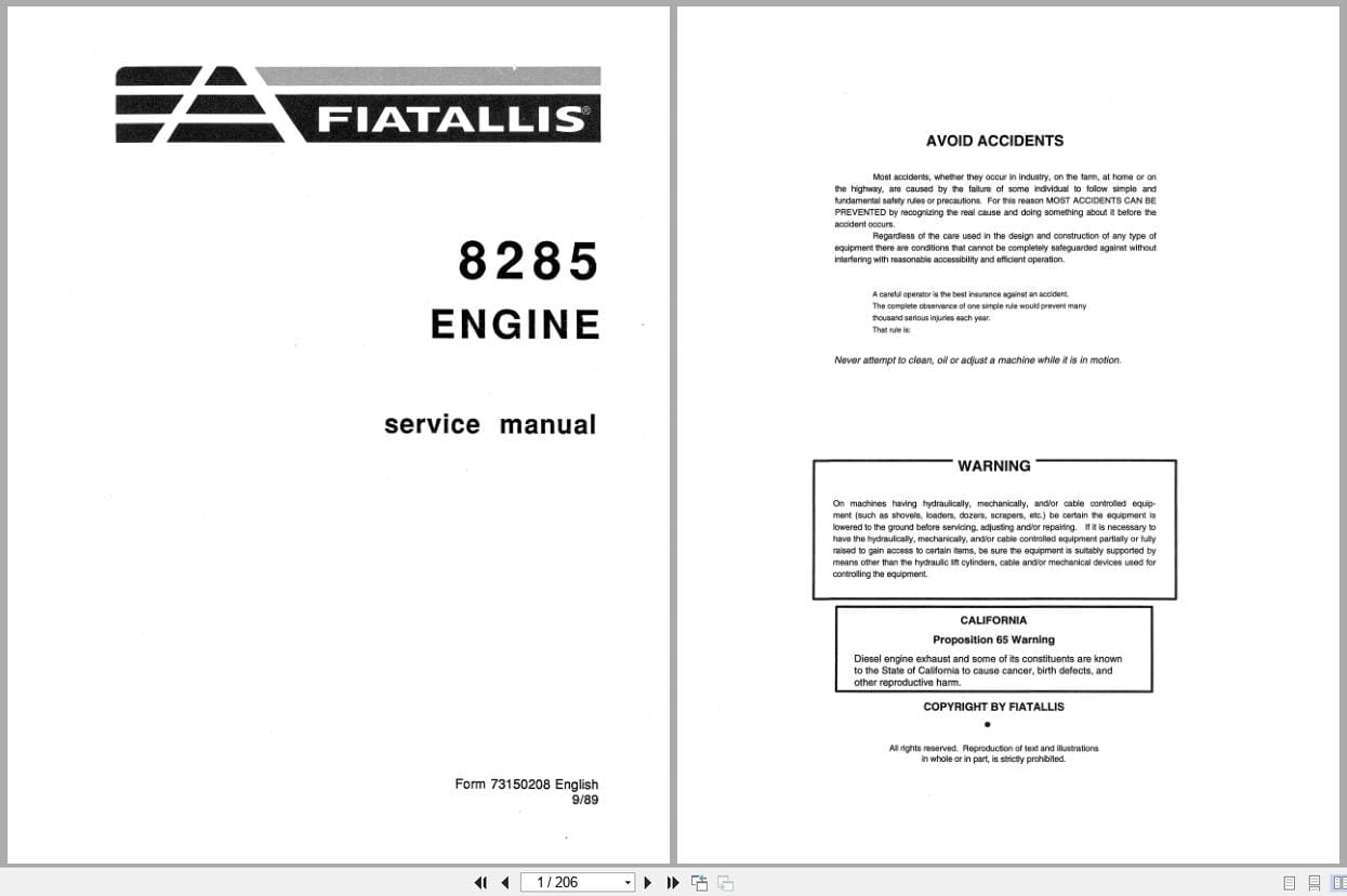 Fiat Allis Engine 8285 Service Manual 73150208 (1)