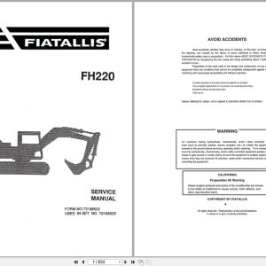 Fiat Allis Excavator FH220 Service Manual 73158523 (1)