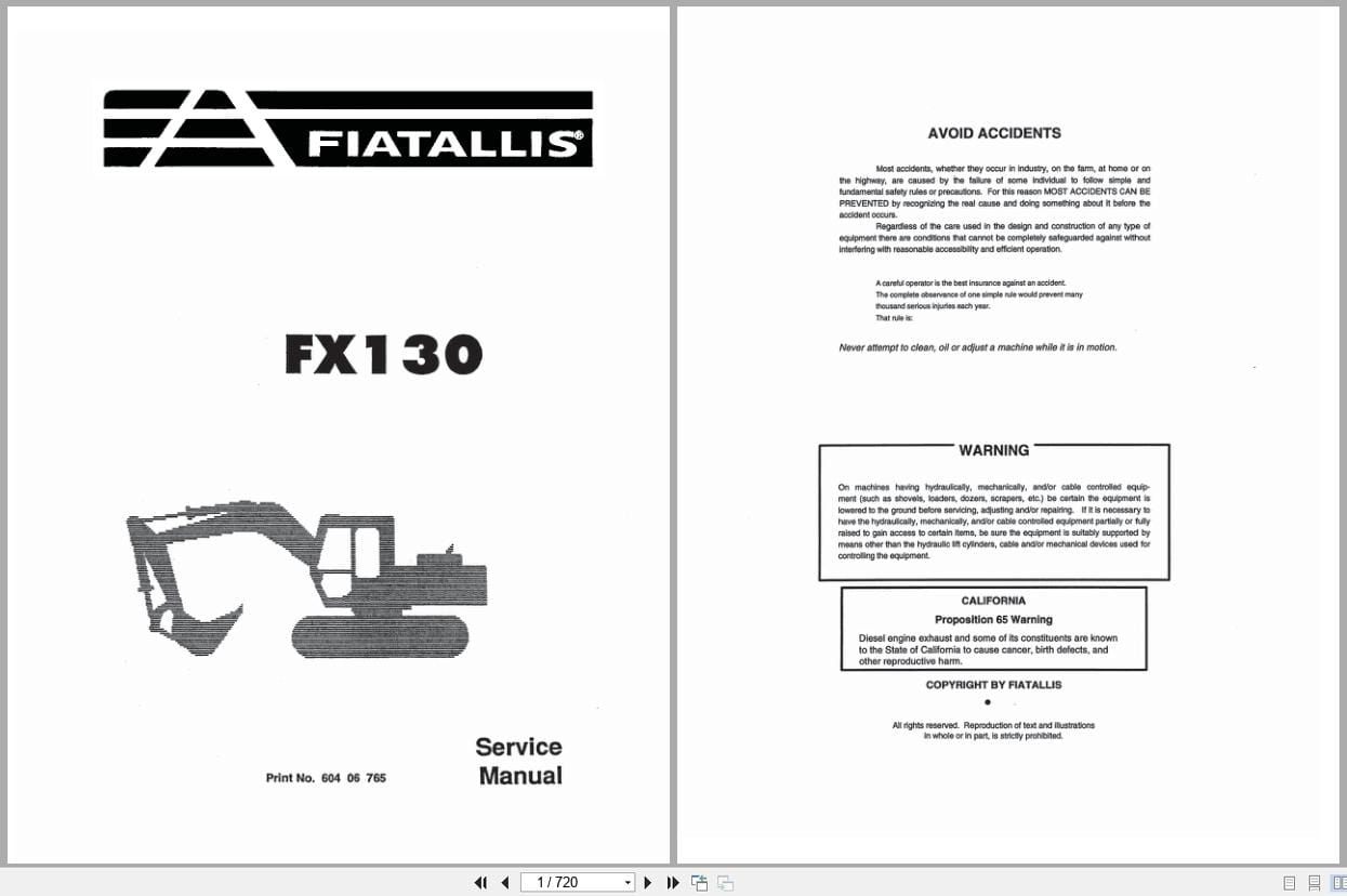 Fiat Allis Excavator FX130 Service Manual 60406765 (1)