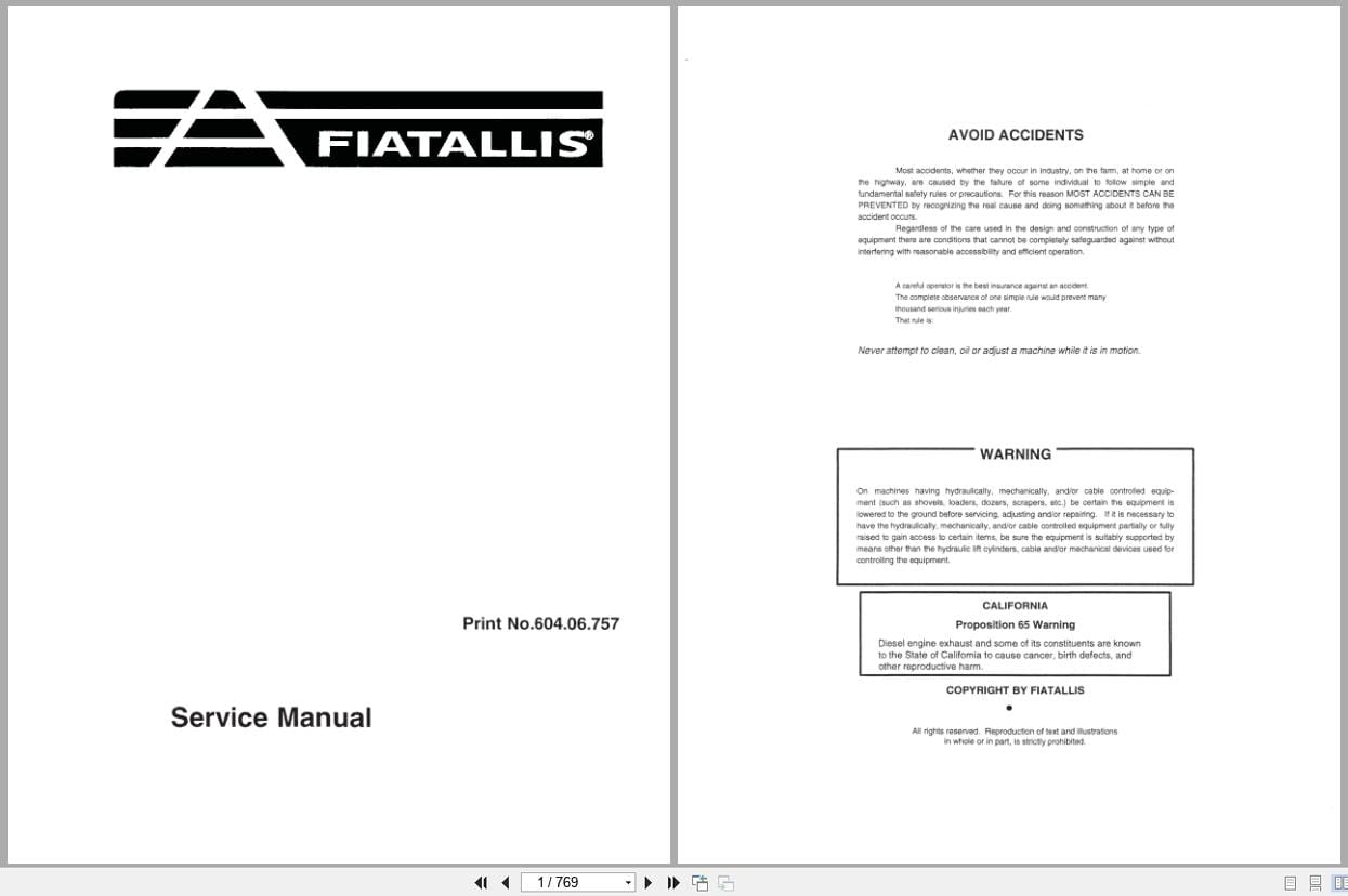Fiat Allis Excavator FX250 Service Manual 60406757 (1)