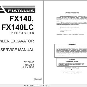 Fiat Allis Excavator Phoenix Series FX140 FX140LC Service Manual 73177447 (1)