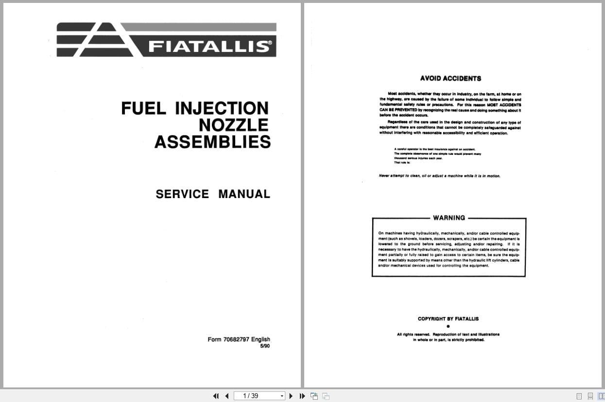 Fiat Allis Fuel Injection Nozzle Assemblies Service Manual 70682797 (1)