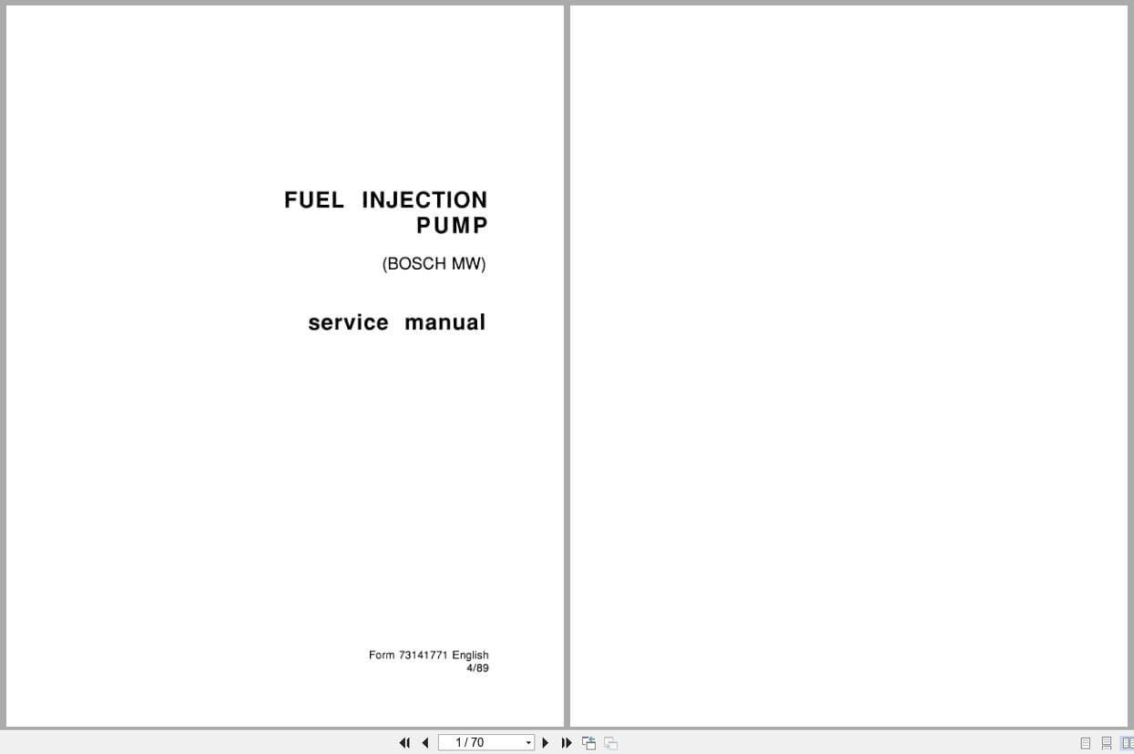 Fiat Allis Fuel Injection Pump Bosch MW Service Manual 73141771 (1)