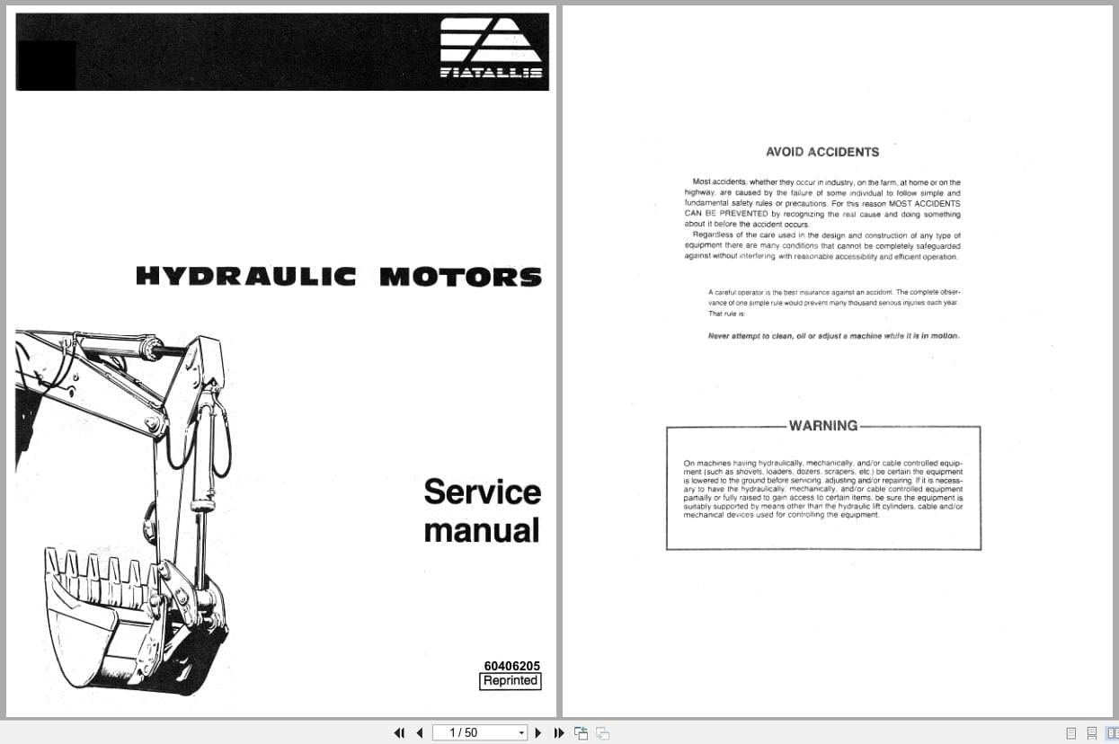 Fiat Allis Hydraulic Motor M12A to BMF140TFC Service Manual 60406205 (1)