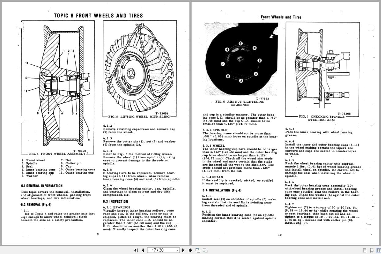Fiat Allis Motor Grader 100 C 150 C 200 C Front Wheel Axle Wheel Lean Service Manual 70693124 (2)