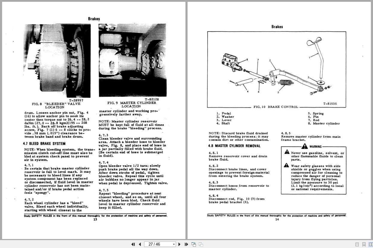 Fiat Allis Motor Grader 65 B Rear Axle Tandems Brakes Service Manual 73123076 (2)