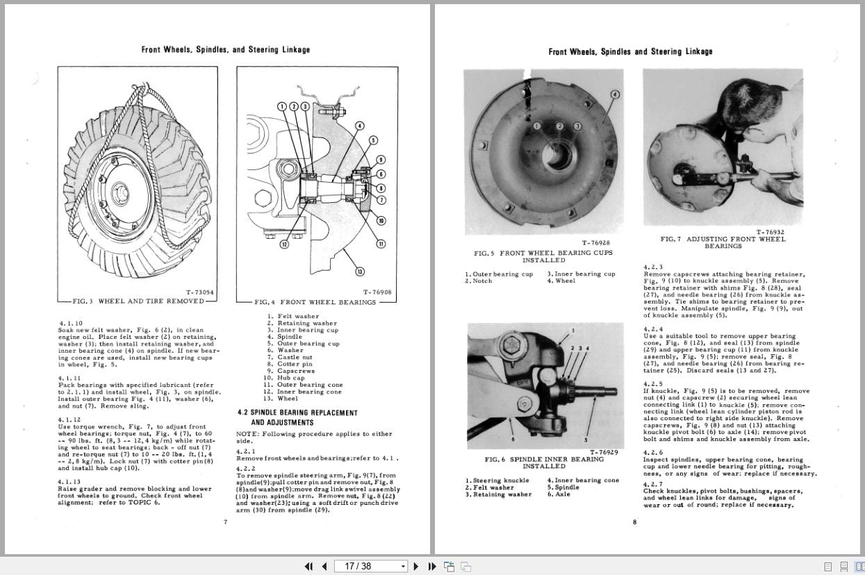 Fiat Allis Motor Grader 65 Front Wheels Axle and Wheel Lean Service Manual 70683941 (2)