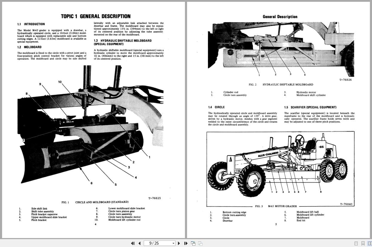 Fiat Allis Motor Grader 65 Moldboard Drawbar Circle and Scarifier Service Manual 70680007 (2)