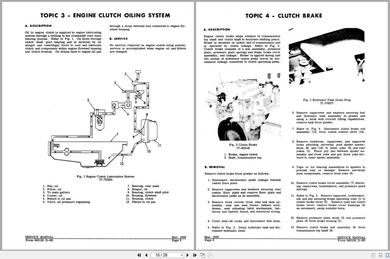 Fiat Allis Motor Grader M 100 to M100 C Engine Clutch and Clutch Brake Service Manual 70646138 (2)