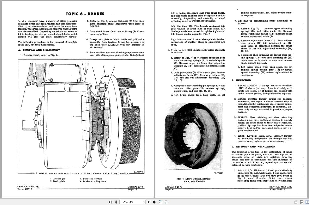 Fiat Allis Motor Grader M 100 to M200 C Rear Wheel and Brake Service Manual 70657712 (2)