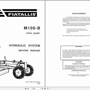 Fiat Allis Motor Grader M100 B Hydraulic System Service Manual 70651549 (1)