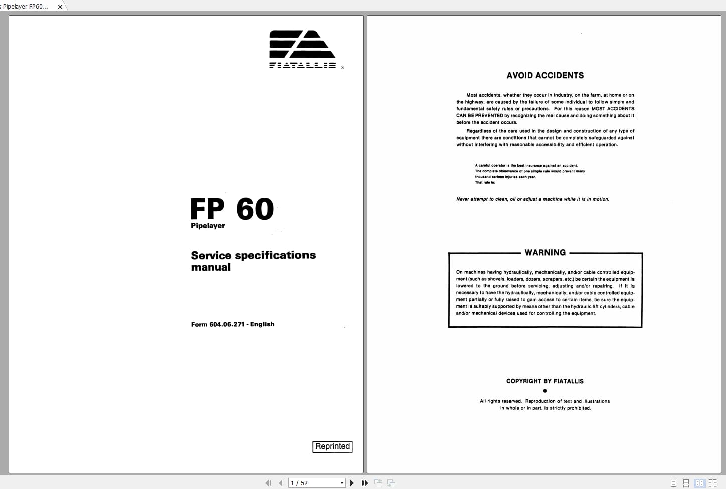 Fiat Allis Pipelayer FP60 Service Specification Manual 60406271 (1)