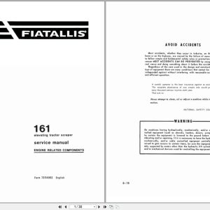 Fiat Allis Tractor 161 Engine Related Components Service Manual 73114992 (1)