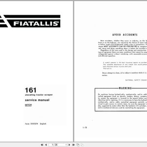 Fiat Allis Tractor 161 Hitch Service Manual 73117274 (1)