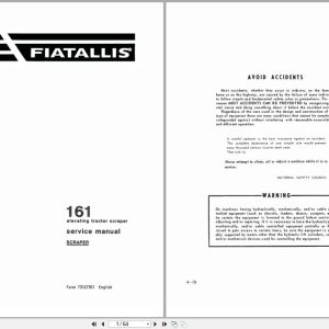 Fiat Allis Tractor 161 Scraper Service Manual 73121701 (1)