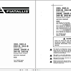 Fiat Allis Tractor 260 to 263 B Hitch Service Manual 73127732 (1)