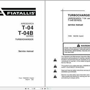 Fiat Allis Turbocharger T 04 T 04B Series Service Manual 70687805 (1)