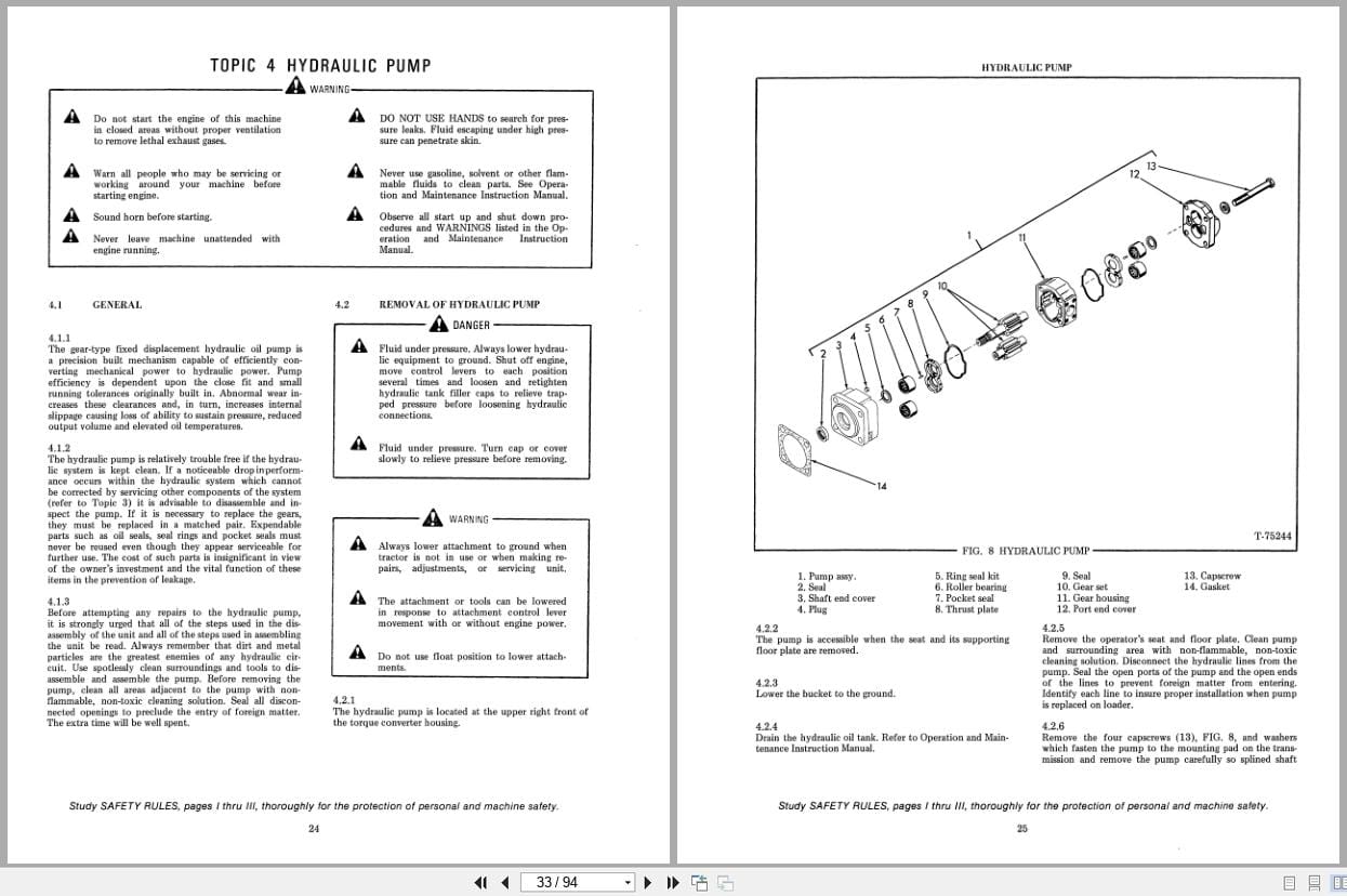 Fiat Allis Wheel Loader 345 B Hydraulics and Power Steering Service Manual 73067440 (2)
