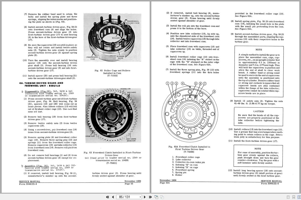 Fiat Allis Wheel Loader 545 545H 645 Transmission Service Manual 73044122 (2)