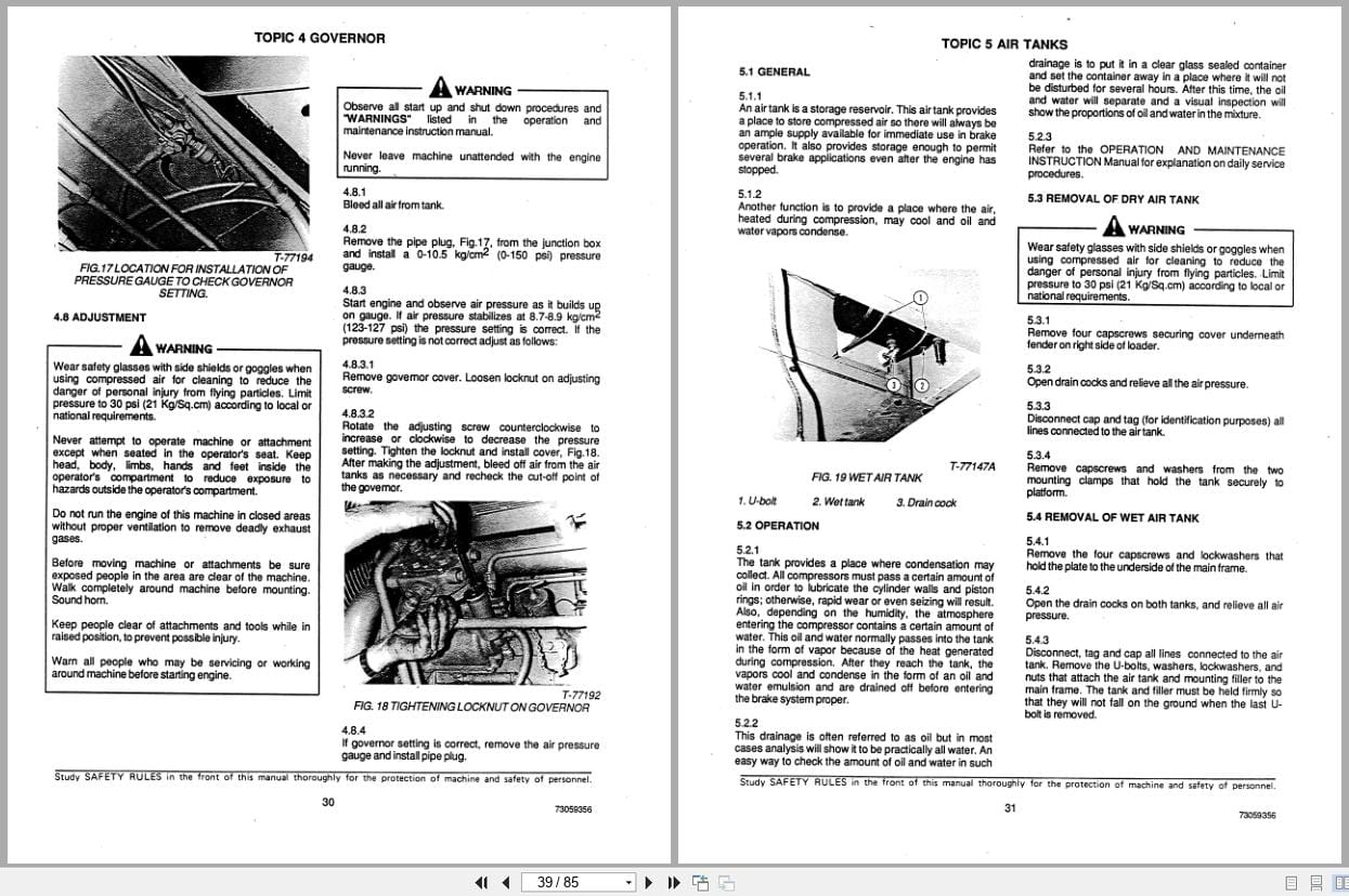 Fiat Allis Wheel Loader 545 B 605 B Brakes and Air System Service Manual 73059356 (2)