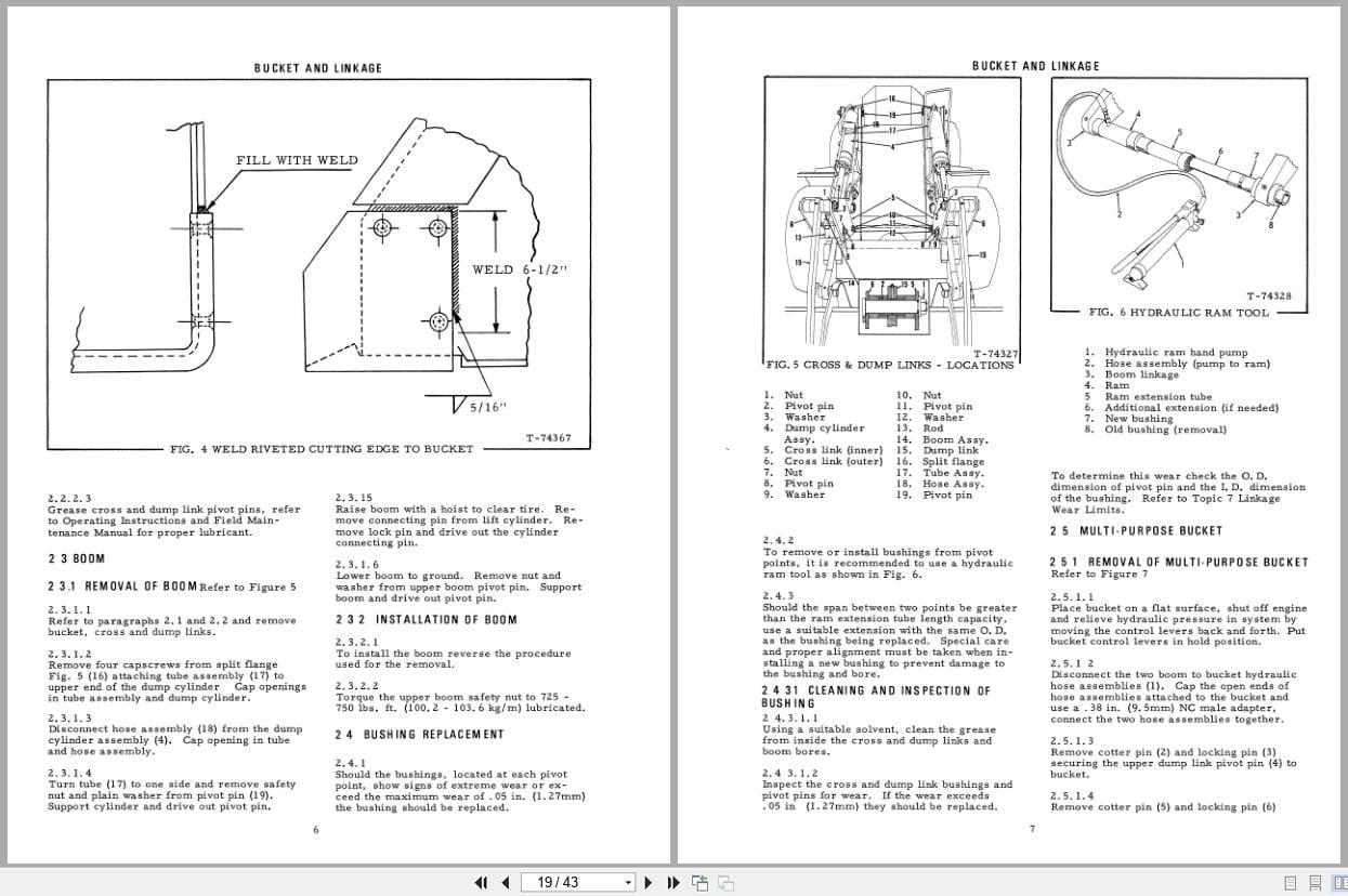 Fiat Allis Wheel Loader 545 to 745 C Bucket and Chassis Service Manual 73055458 (2)