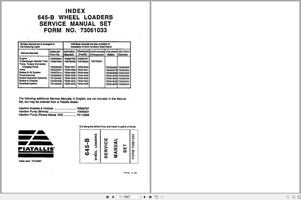 Fiat Allis Wheel Loader 645 B Service Manual 73061033 (1)