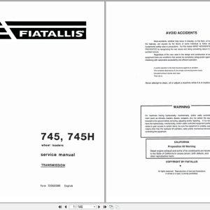Fiat Allis Wheel Loader 745 745H Transmission Service Manual 73050386 (1)
