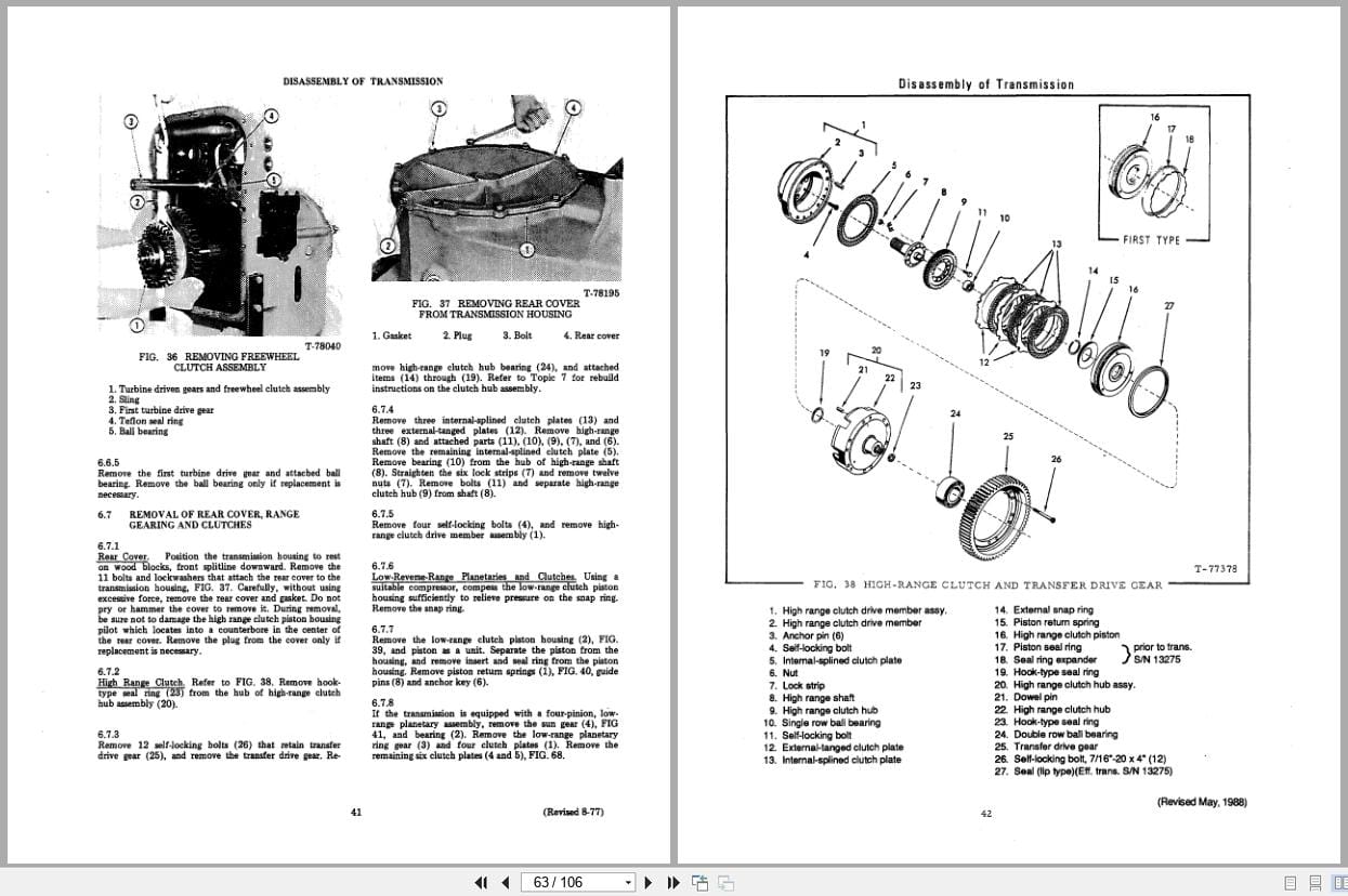 Fiat Allis Wheel Loader 745 B 745H B 745 C Transmission Service Manual 73062168 (2)