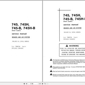 Fiat Allis Wheel Loader 745 to 745H B Brakes and Air System Service Manual 73067178 (1)