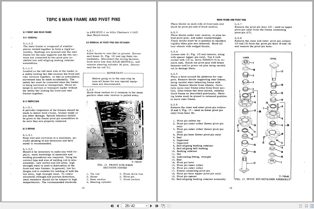Fiat Allis Wheel Loader 945 945 B Bucket and Chassis Service Manual 73060184 (2)