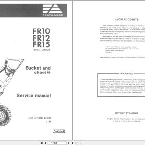 Fiat Allis Wheel Loader FR10 FR12 F15 Bucket and Chassis Service Manual 73149162 (1)
