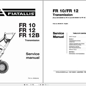 Fiat Allis Wheel Loader FR10 FR12 FR12B Transmission Service Manual 60406410 (1)