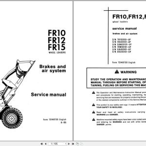 Fiat Allis Wheel Loader FR10 FR12 FR15 Brakes and Air System Service Manual 73148730 (1)