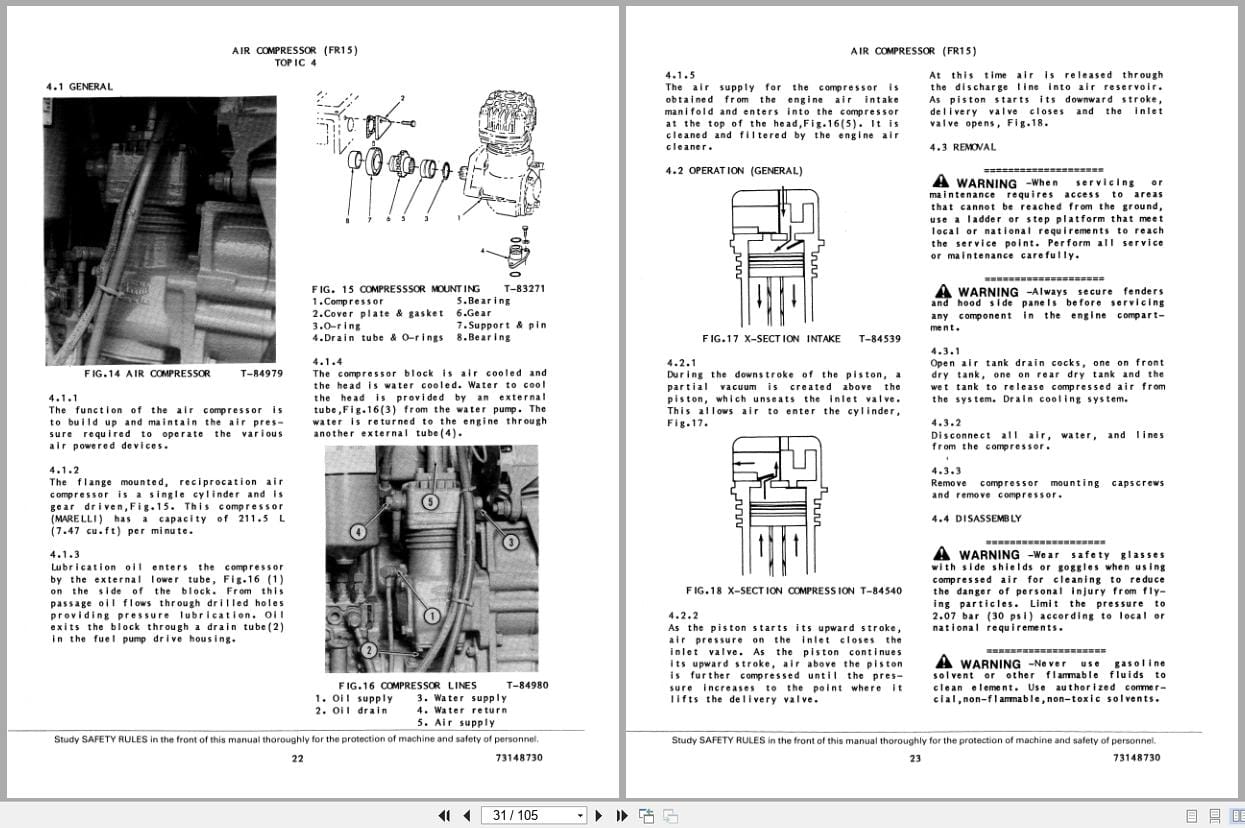 Fiat Allis Wheel Loader FR10 FR12 FR15 Brakes and Air System Service Manual 73148730 (2)