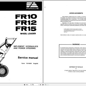 Fiat Allis Wheel Loader FR10 FR12 FR15 Implement Hydraulic Power Steering Service Manual 73142921 (1)