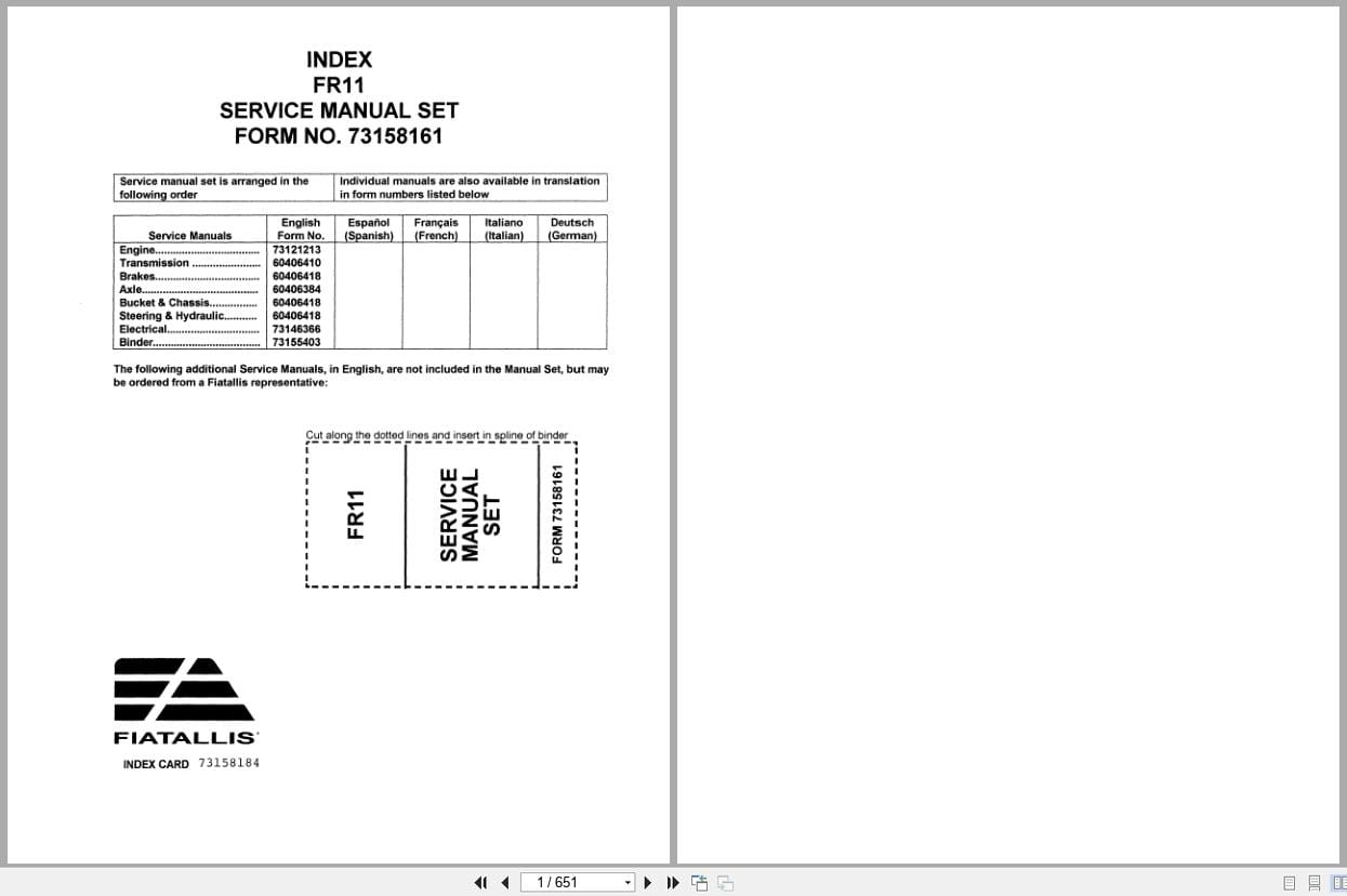 Fiat Allis Wheel Loader FR11 Service Manual 73121213 (1)