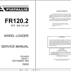 Fiat Allis Wheel Loader FR120.2 Service Manual 75314935 (1)