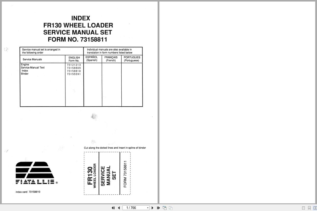 Fiat Allis Wheel Loader FR130 Service Manual 73158811 (1)