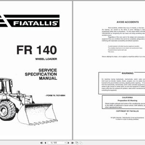 Fiat Allis Wheel Loader FR140 Service Specifications Manual 75314894 (1)