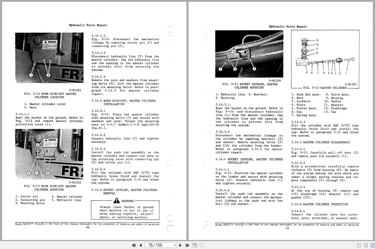 Fiat Allis Wheel Loader FR20 Hydraulic System Power Steering Service Manual 73075440 (2)