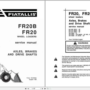 Fiat Allis Wheel Loader FR20B FR20 Axles Brakes Drive Shaft Service Manual 73157924 (1)