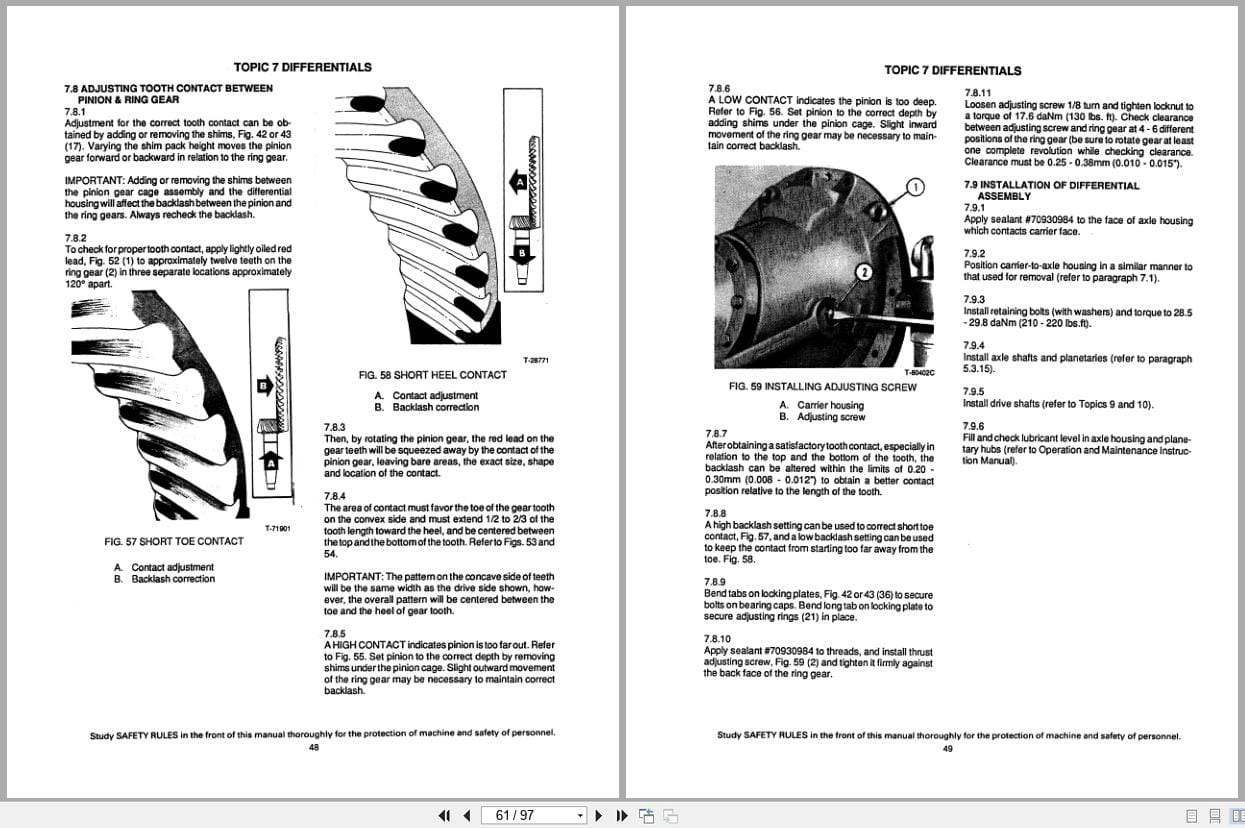 Fiat Allis Wheel Loader FR20B FR20 Axles Brakes Drive Shaft Service Manual 73157924 (2)