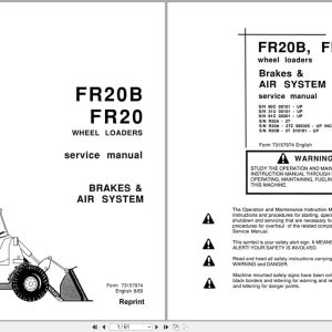 Fiat Allis Wheel Loader FR20B FR20 Brakes and Air System Service Manual 73157974 (1)