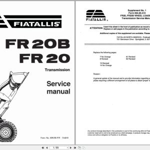 Fiat Allis Wheel Loader FR20B FR20 Transmission Service Manual 60406419 (1)