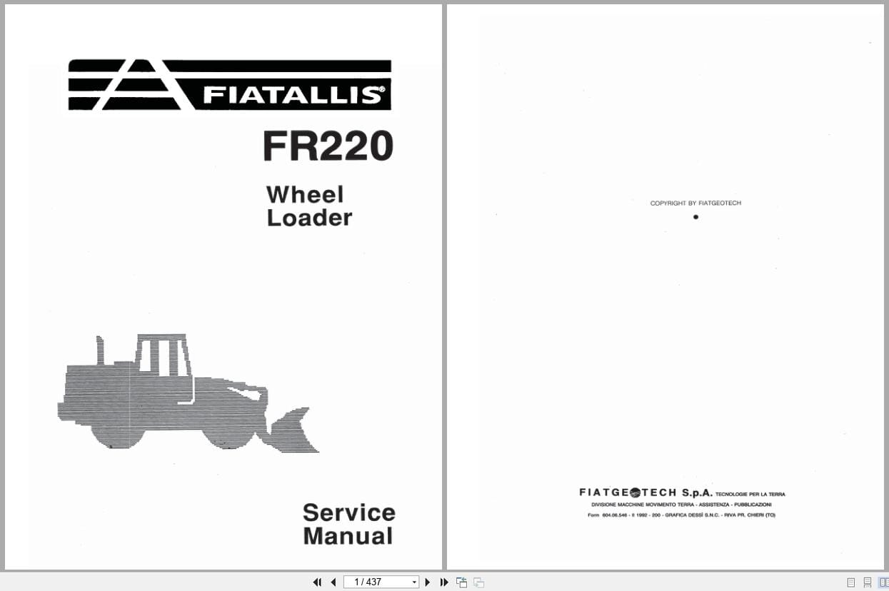 Fiat Allis Wheel Loader FR220 Service Manual 60406546 (1)
