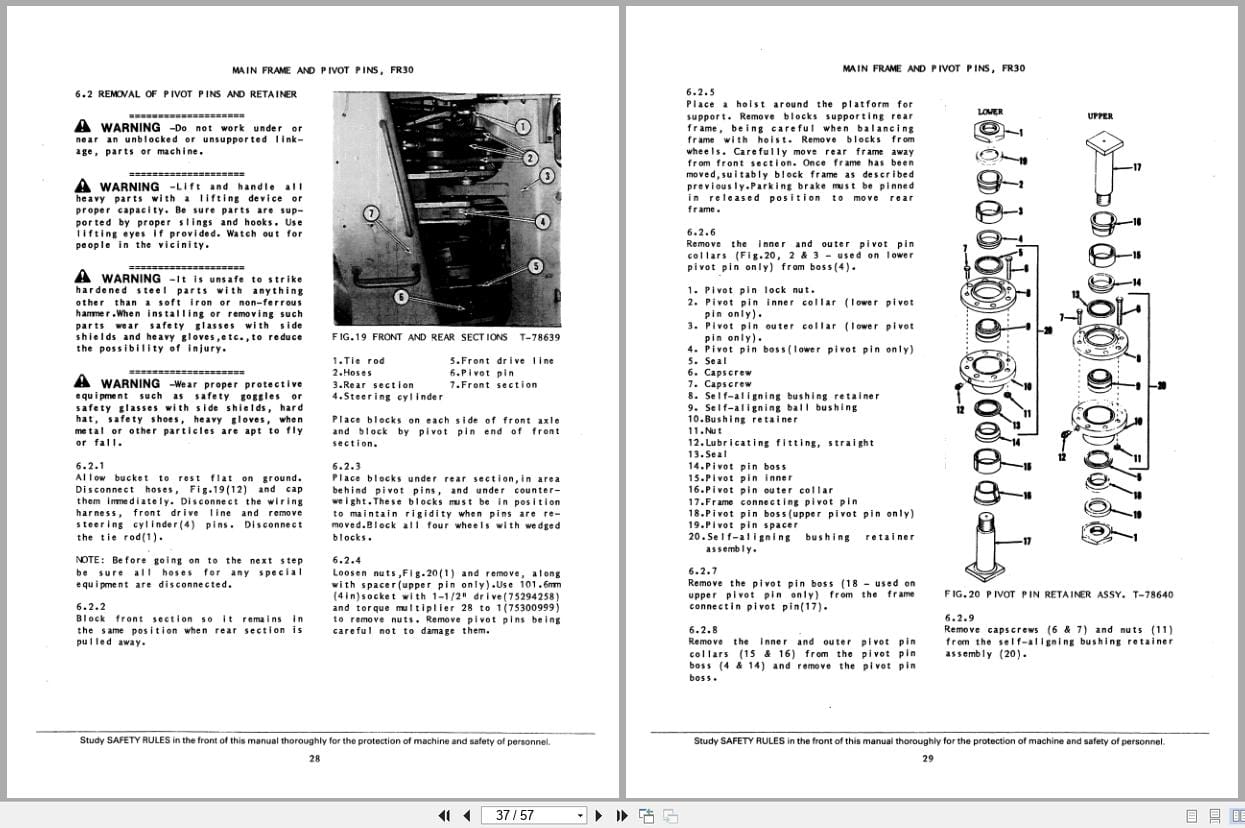 Fiat Allis Wheel Loader FR30 FR35 Bucket and Chassis Service Manual 73147745 (2)