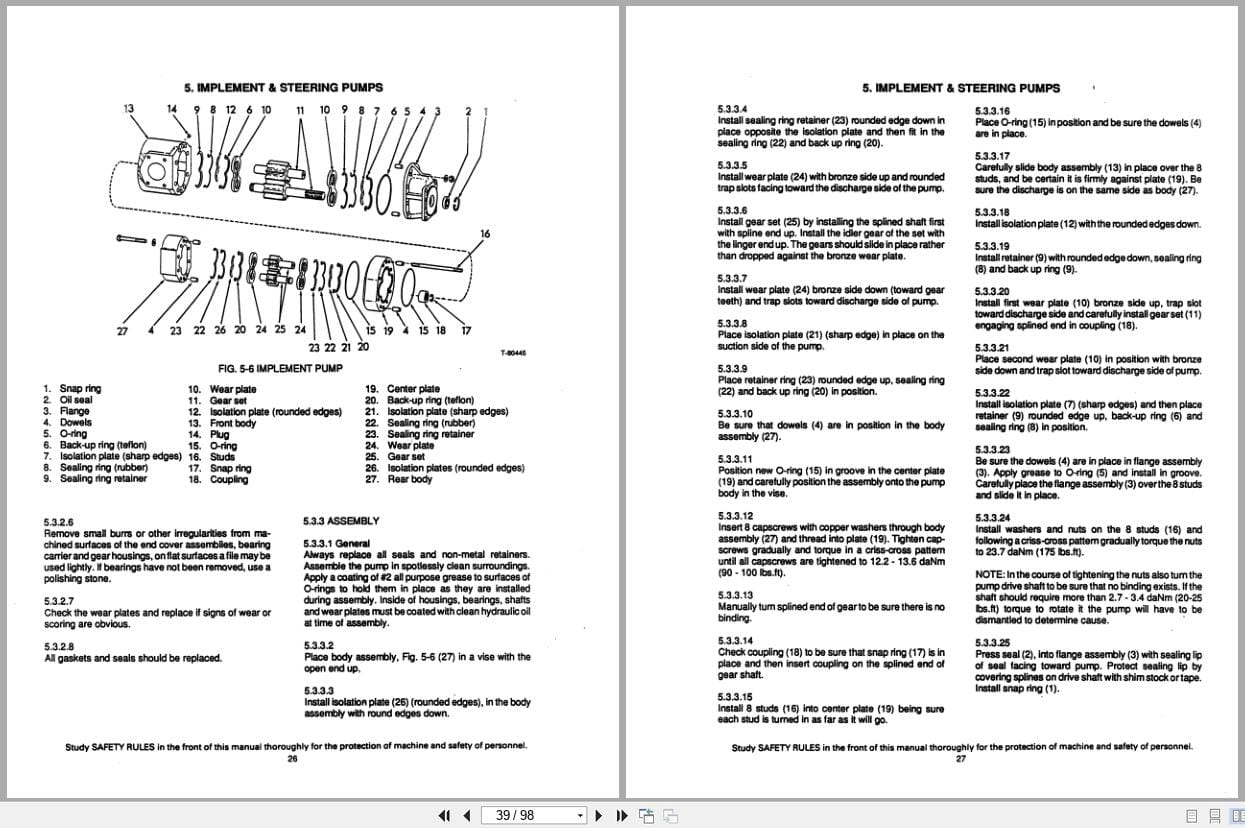 Fiat Allis Wheel Loader FR30 FR35 Implement and Steering System Service Manual 73148732 (2)