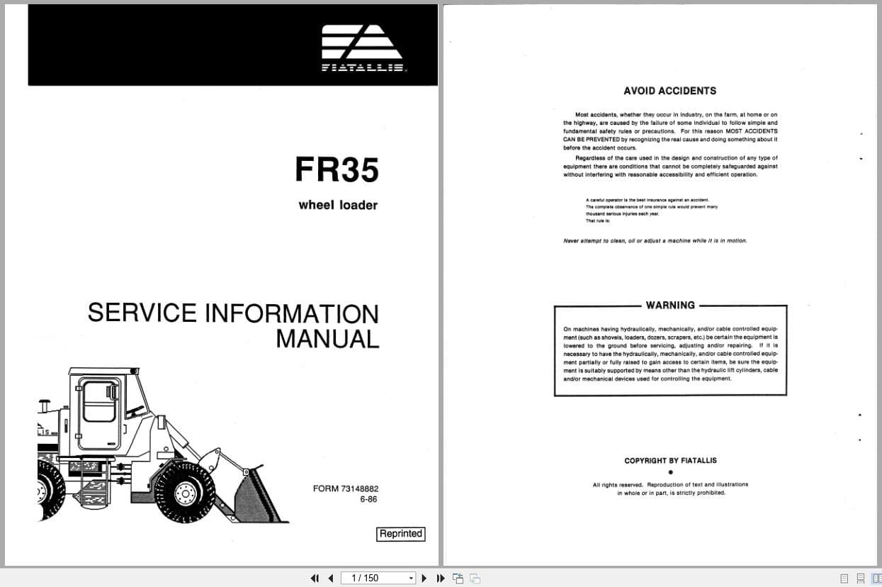 Fiat Allis Wheel Loader FR35 Service Manual 73148882 (1)