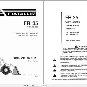 Fiat Allis Wheel Loader FR35 Transmission Service Manual 73148892 (1)