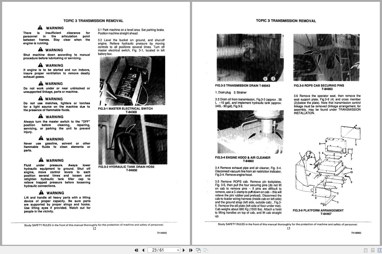 Fiat Allis Wheel Loader FR35 Transmission Service Manual 73148892 (2)